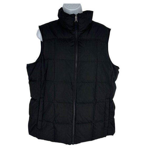 Lands End Womens Black Puffer Vest Insulated Full Zip Lightweight Size XL - Picture 1 of 8